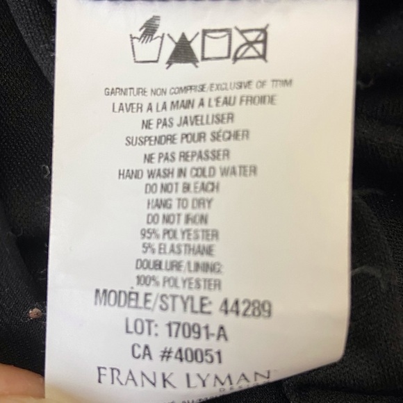 Frank Lyman black dress wrap beaded silver studd 3/4 sleeves flattering noir 12 - Picture 10 of 16